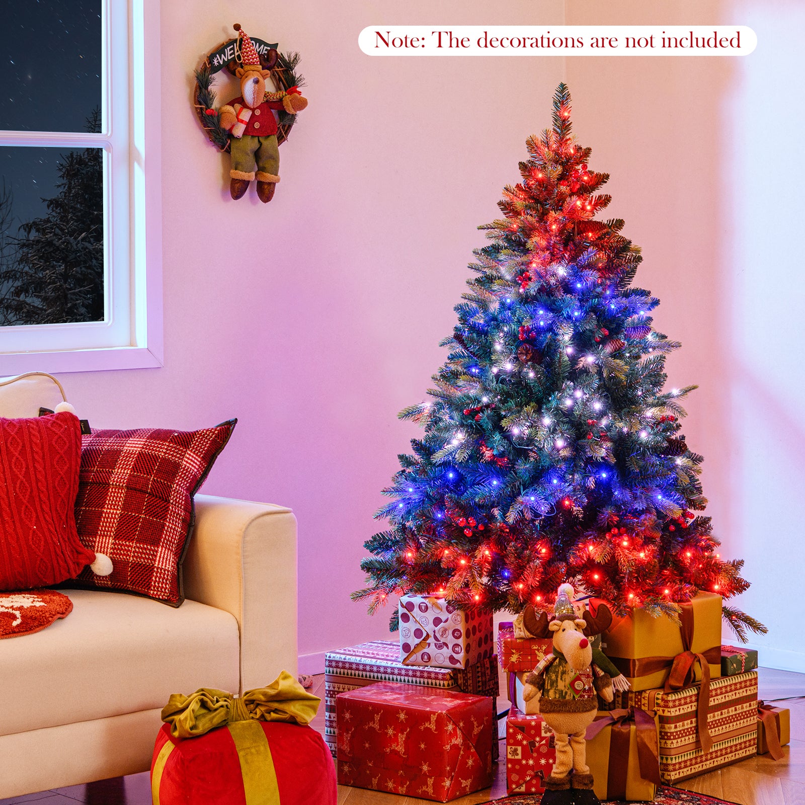 5/6/7/8 FT Artificial Christmas Tree with LED Lights and Remote APP Control-5 FT