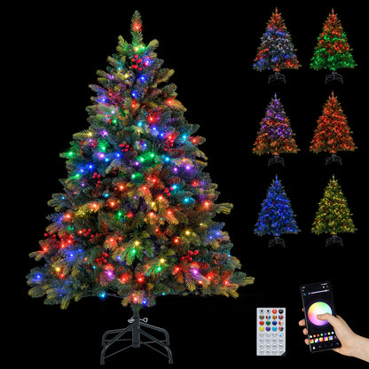 5/6/7/8 FT Artificial Christmas Tree with LED Lights and Remote APP Control-5 FT