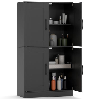Bathroom Cabinet 43.5 inch Storage Cabinet with Doors and Adjustable Shelves-Black