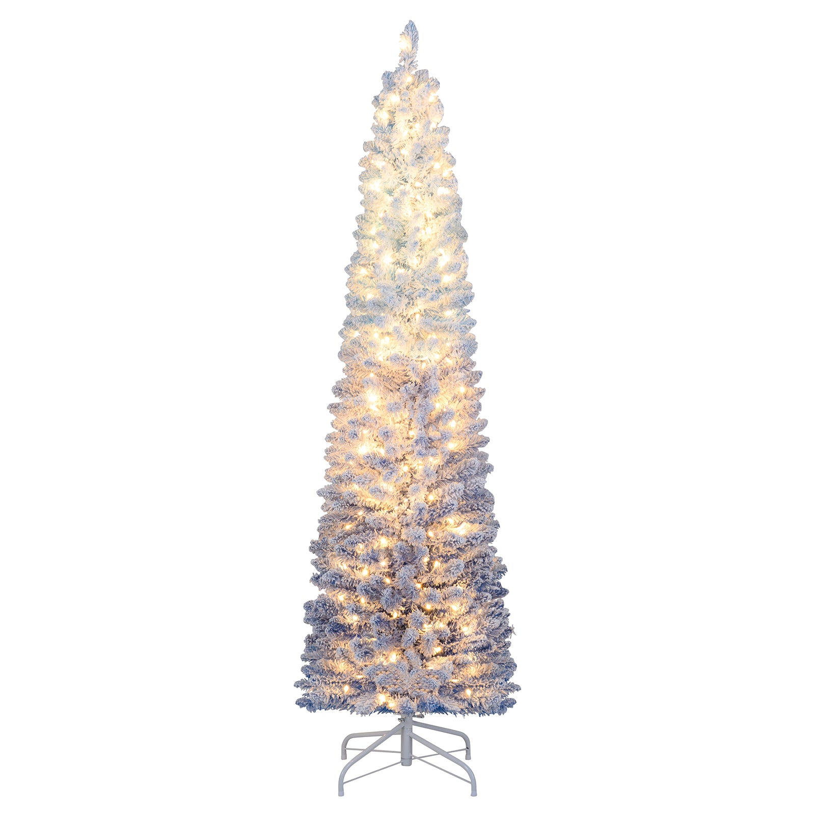 6/7 Feet Snow-flocked Artificial Christmas Tree with 220/290 Warm White LED Lights-6 Feet