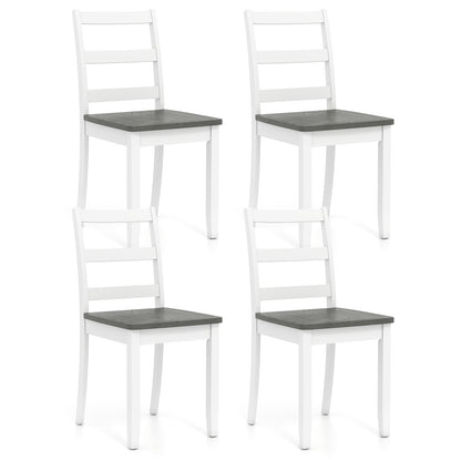 Set of 4 Wood Dining Chairs with Solid Rubber Wood Legs-Gray