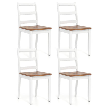 Set of 4 Wood Dining Chairs with Solid Rubber Wood Legs-Rustic Brown