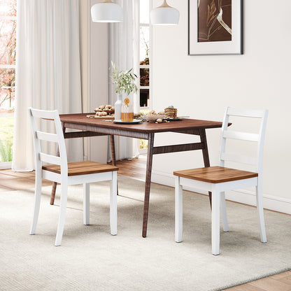 Set of 4 Wood Dining Chairs with Solid Rubber Wood Legs-Rustic Brown