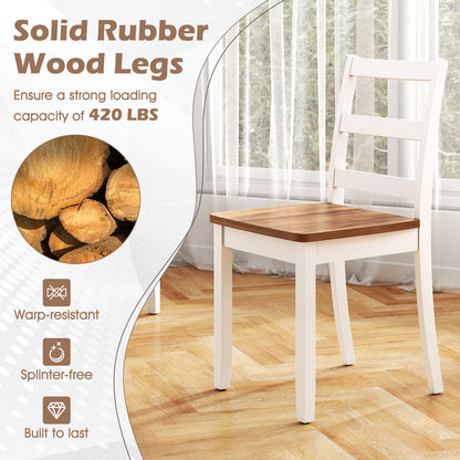 Set of 4 Wood Dining Chairs with Solid Rubber Wood Legs-Rustic Brown