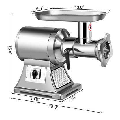 Heavy Duty 1.5HP Commercial Meat Grinder with Reverse High Efficiency and Anti-Clog