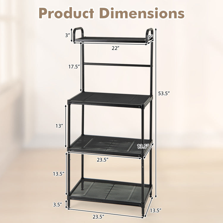 Kitchen Organization with 4-Tier Kitchen Microwave Storage Rack and Trash Can