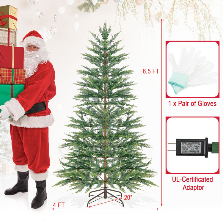 6.5FT Pre-Lit Christmas Tree & Beige Kids Recliner Chair Set Cozy Holiday Bundle
