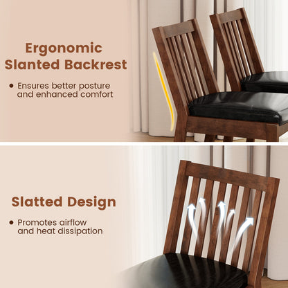 PU Leather Upholstered Dining Chair with Padded Seat Set of 4-Espresso