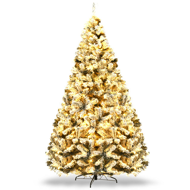 Ultimate Holiday D√©cor Suite: Pre-Lit Snow Flocked Christmas Tree & 50" Recessed Electric Fireplace Set
