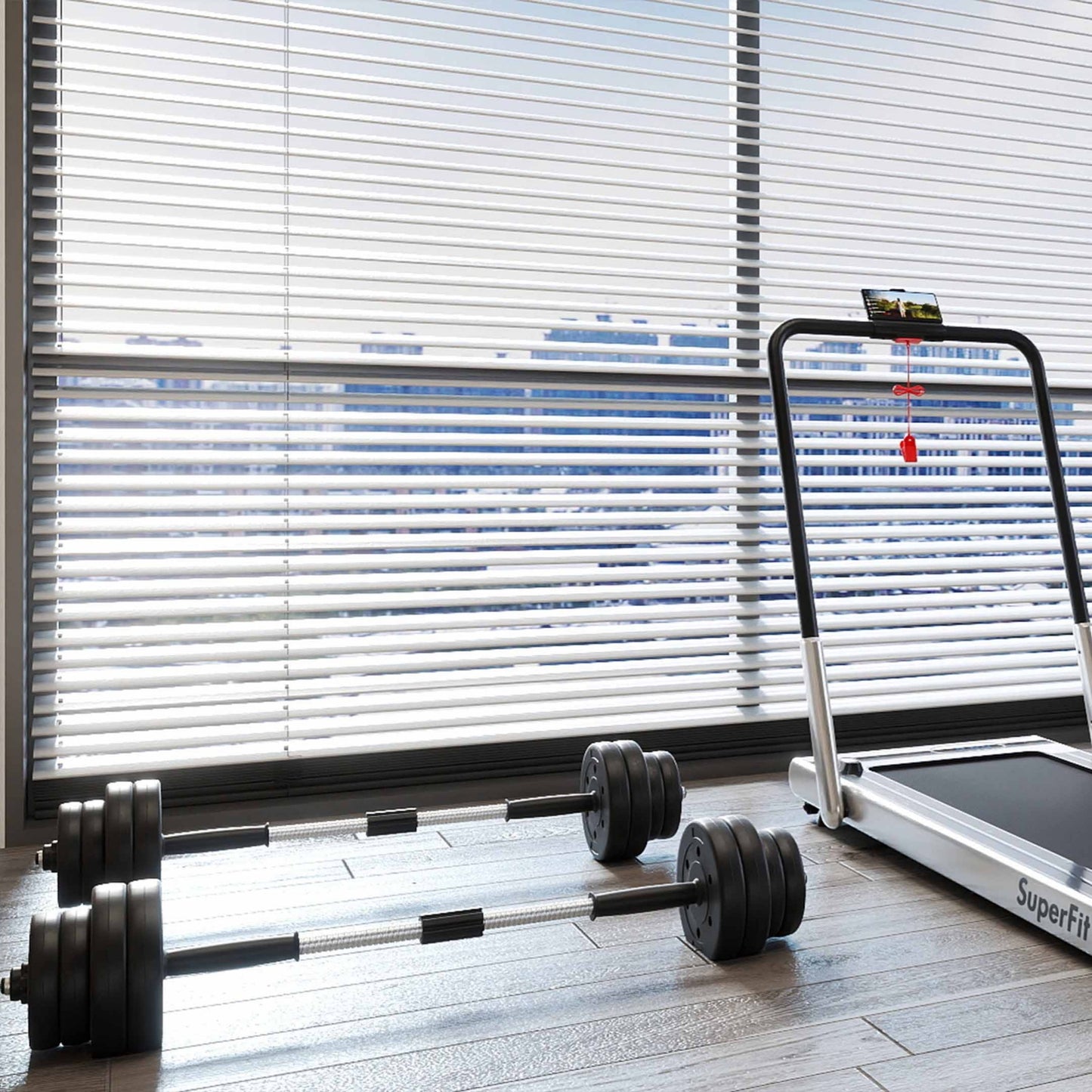 Fitness Room Set: Dumbbell Weight Set+3-in-1 3HP Folding Treadmill
