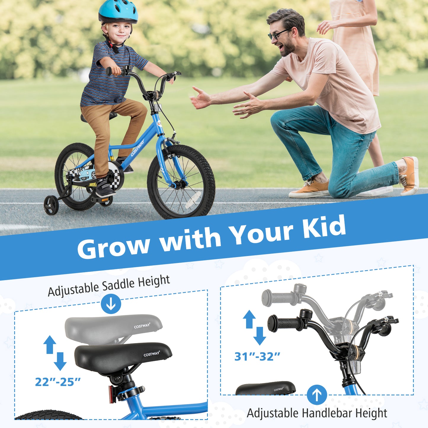 16 Inch Kids Bike Navy with Helmet Protective Set