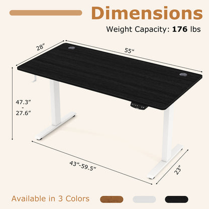 Electric Standing Desk Height Adjustable with 3 Memory Heights Black-L
