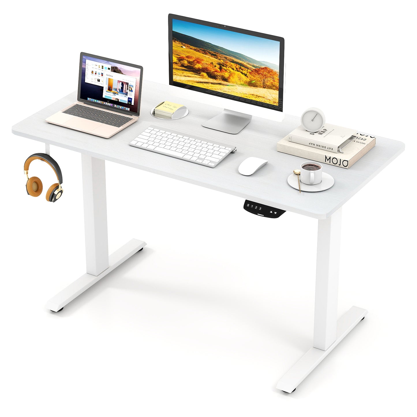 Electric Standing Desk Height Adjustable with 3 Memory Heights White-S