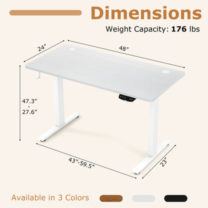Electric Standing Desk Height Adjustable with 3 Memory Heights White-S