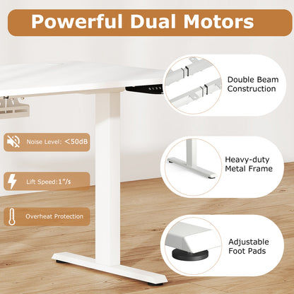 Electric Standing Desk Height Adjustable with 3 Memory Heights White-S