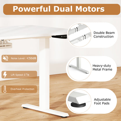 Electric Standing Desk Height Adjustable with 3 Memory Heights White-M