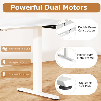 Electric Standing Desk Height Adjustable with 3 Memory Heights White-L