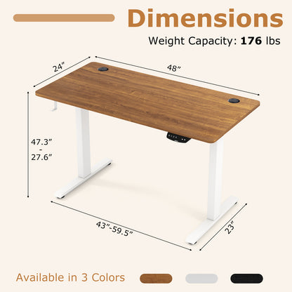 Electric Standing Desk Height Adjustable with 3 Memory Heights Walnut-S