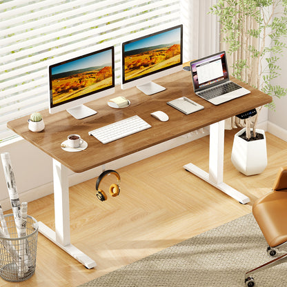 Electric Standing Desk Height Adjustable with 3 Memory Heights Walnut-L