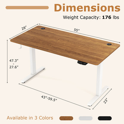 Electric Standing Desk Height Adjustable with 3 Memory Heights Walnut-L