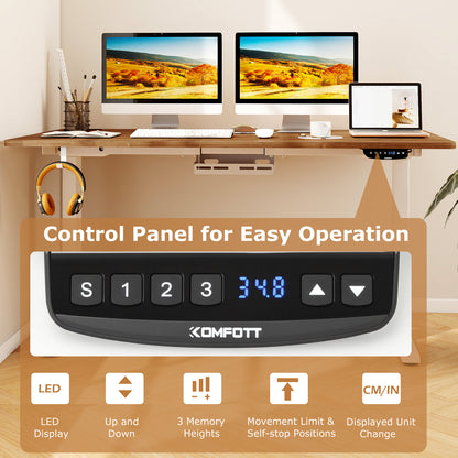 Electric Standing Desk Height Adjustable with 3 Memory Heights Walnut-L