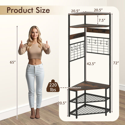Entryway Set with 44 Inch Console Table 5-Tier Corner Hall Tree and Waiting Room Bench
