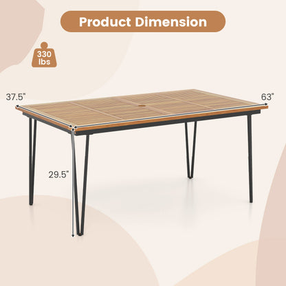 63 Inch Outdoor Dining Table & Set of 4 Patio Dining Chairs