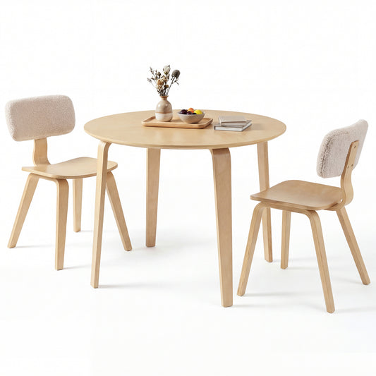 3 Piece Dining Table Set with 2 Padded Dining Chairs and Rubber Wood Table