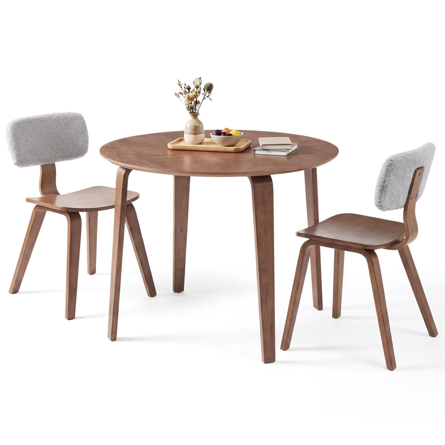 3 Piece Dining Table Set with 2 Padded Dining Chairs and Rubber Wood Table