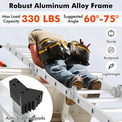 15 Feet Folding Aluminum Ladder with Safe Locking Hinge