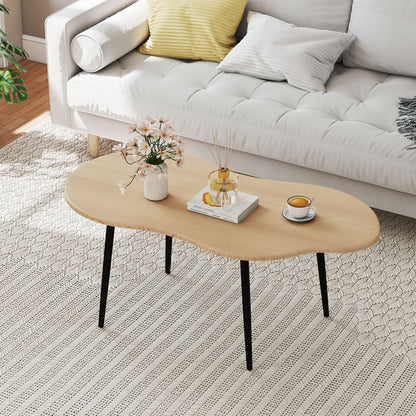 Cloud Shape Coffee Table 39.5 inch Irregular Center Table with Metal Frame