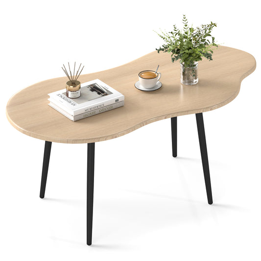 Cloud Shape Coffee Table 39.5 inch Irregular Center Table with Metal Frame