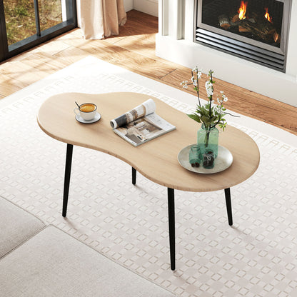 Cloud Shape Coffee Table 39.5 inch Irregular Center Table with Metal Frame