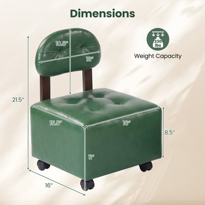 Small Rolling Footrest Stools Set of 2 with Lockable Wheels