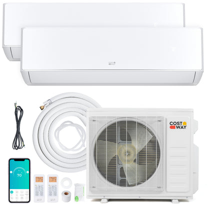 27000 BTU 2 Zone Mini Split AC with Heat Pump (18K+18K)