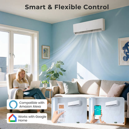 27000 BTU 2 Zone Mini Split AC with Heat Pump (18K+18K)