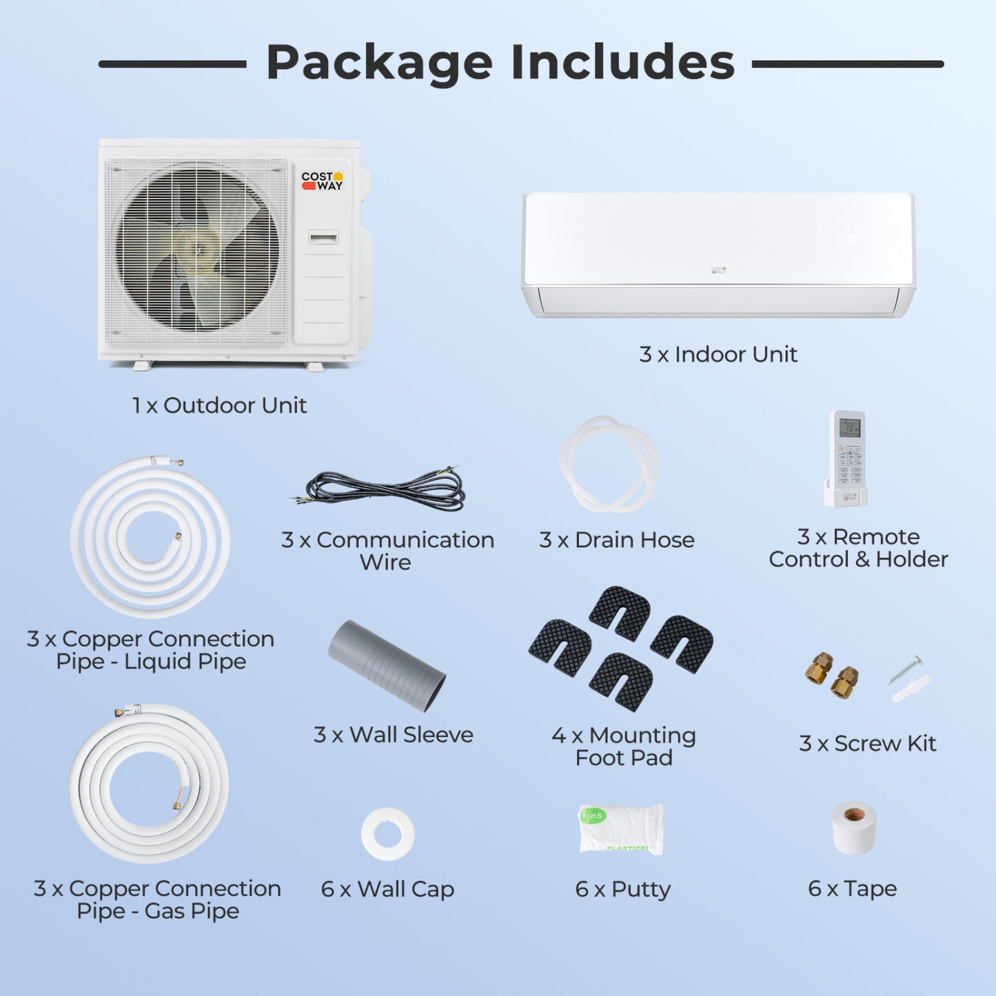 X-Pro 35000 BTU 3 Zone 22.5 SEER2 Mini Split AC with Heat Pump