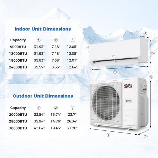 Blast Pro 38000 BTU 3 Zone 20 SEER2 Mini Split AC with Heat Pump