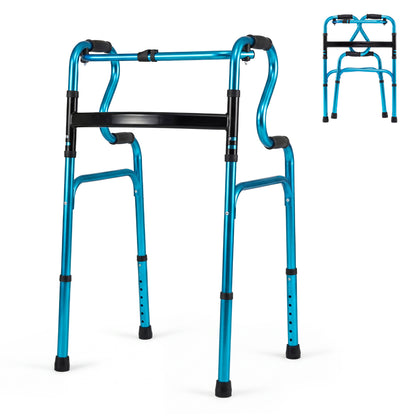 One-Button Folding Aluminum Walking Frame Walker - Navy
