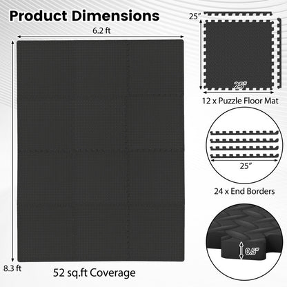 Inflation Free Boxing Set and 12Pcs 1/2" Puzzle Exercise Mat