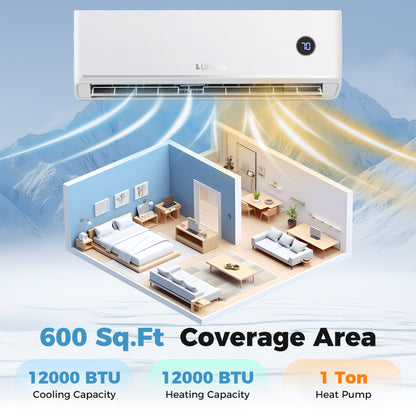 12000 BTU Smart Mini Split AC/Heater Works with Alexa & Google Assistant