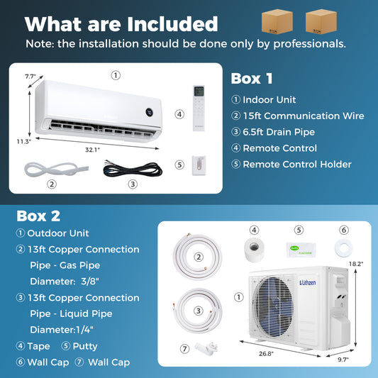 12000 BTU Smart Mini Split AC/Heater Works with Alexa & Google Assistant
