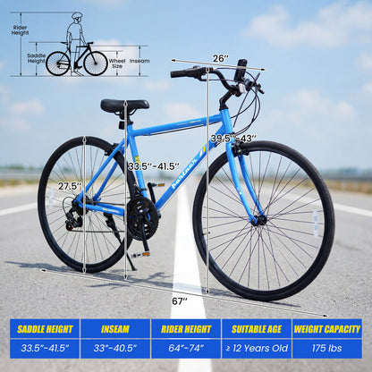 700C Hybrid Bike for Adult with 18-Speed Shimano Drivetrain and Phone Holder