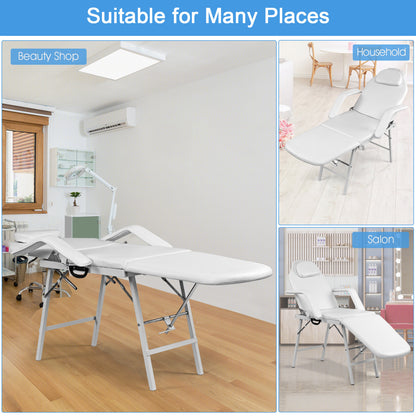 73 Inch Adjustable Massage Table with Backrest & Footrest