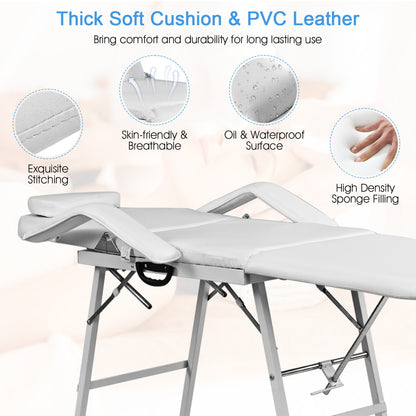 73 Inch Adjustable Massage Table with Backrest & Footrest