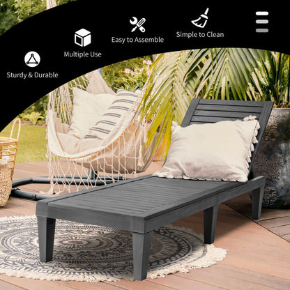 3-Piece Patio Lounge Set with Adjustable Recliner Chairs and Round Side Table for Poolside