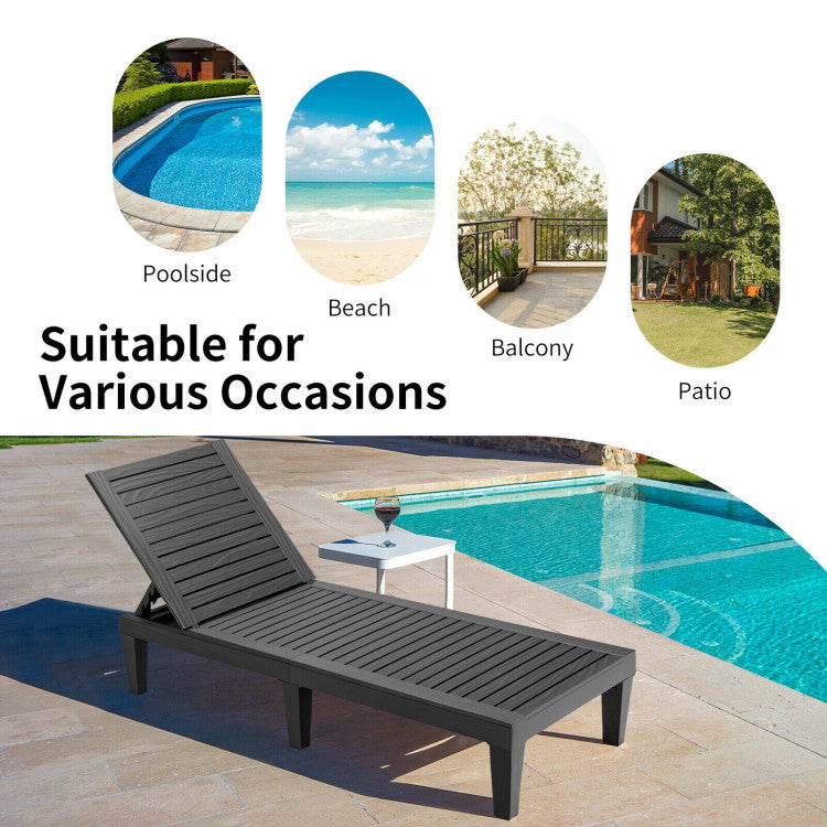 3-Piece Patio Lounge Set with Adjustable Recliner Chairs and Round Side Table for Poolside