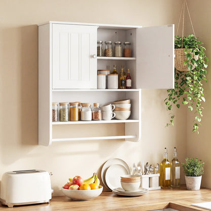 Bathroom Wall Cabinet with Towel Bar and Open Shelf and Adjustable Shelf