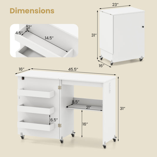 Sewing Machine and Table Set with Charging Station Folding Craft Desk and Beginner Sewing Machine