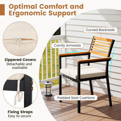 Stackable Patio Dining Chairs Set of 6 with Cushions
